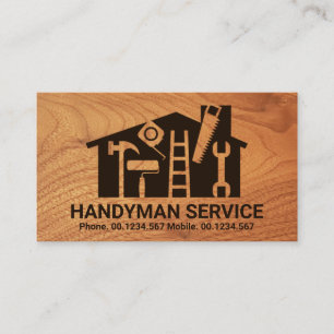 Home Handyman Tools Wood Grain Carpenter Business Card