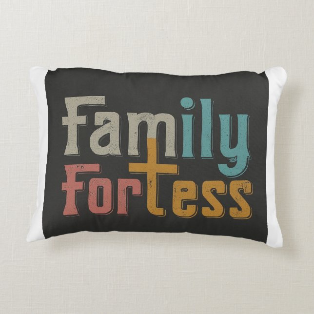 "Home Haven: Family Fortress Accent Pillow Design (Back)