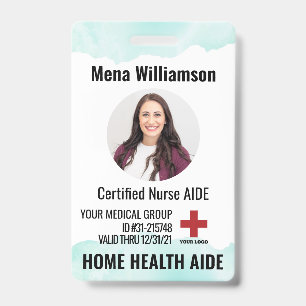 Home Health Aide Certified Nurse Aide Photo ID Badge