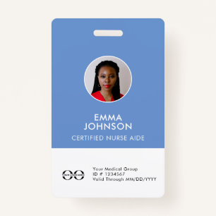 Home Health Aide Certified Nurse Aide Photo ID ID Badge