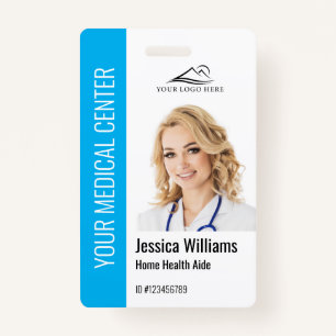 Home Health Aide Medical Photo ID Blue ID Badge