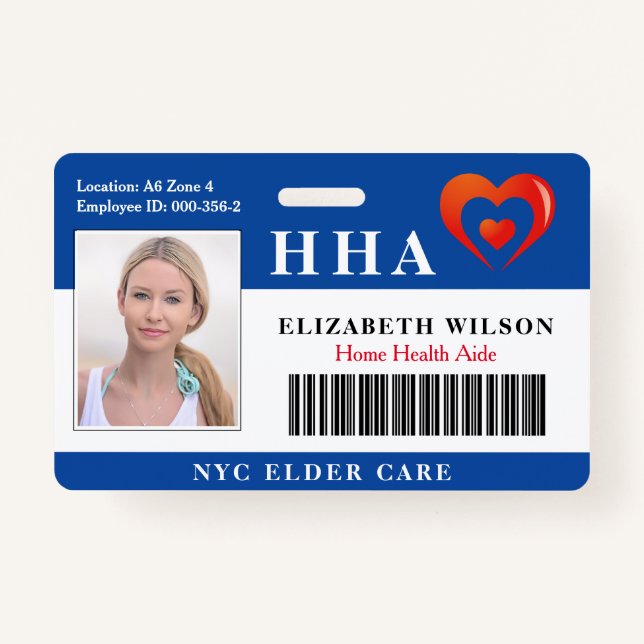 Home Health Aide  | Medical Photo ID ID Badge (Front)
