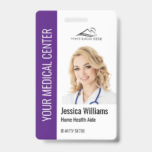 Home Health Aide Medical Photo ID Purple Badge