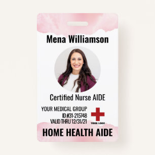 Home Health Aide Nurse Photo ID Medical badges ID Badge