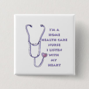Home Health Care Nurse Heart  15 Cm Square Badge