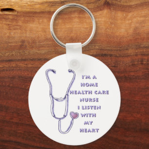 Home Health Care Nurse Heart Key Ring