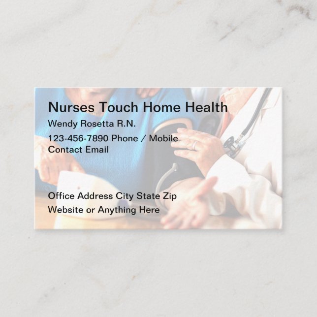 Home Health Medical Nurse Business Cards (Front)