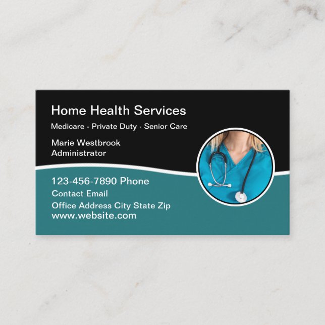 Home Health Modern Medical Business Cards (Front)