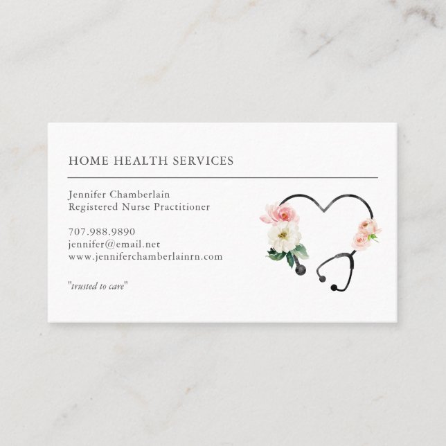 Home Health Nurse  Business Card (Front)