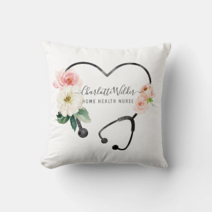 Home Health Nurse Caregiver Floral Stethoscope  Cushion