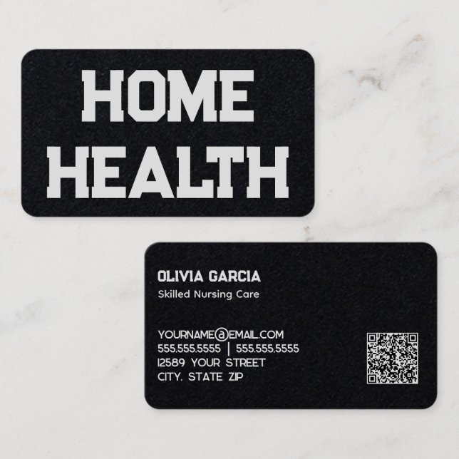 Home Health Nurse Custom QR Business Card (Front/Back)