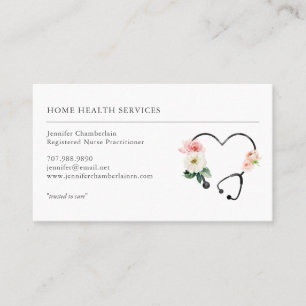 Home Health Nurse Floral Stethoscope Business Card
