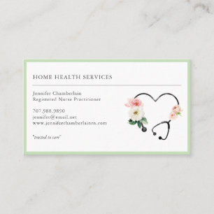 Home Health Nurse Floral Stethoscope Business Card