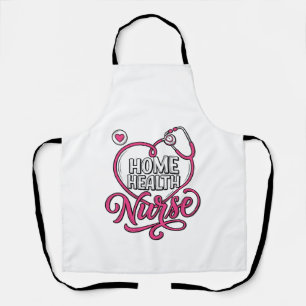 Home Health Nurse Pink Stethoscope Shirt Design_1 Apron