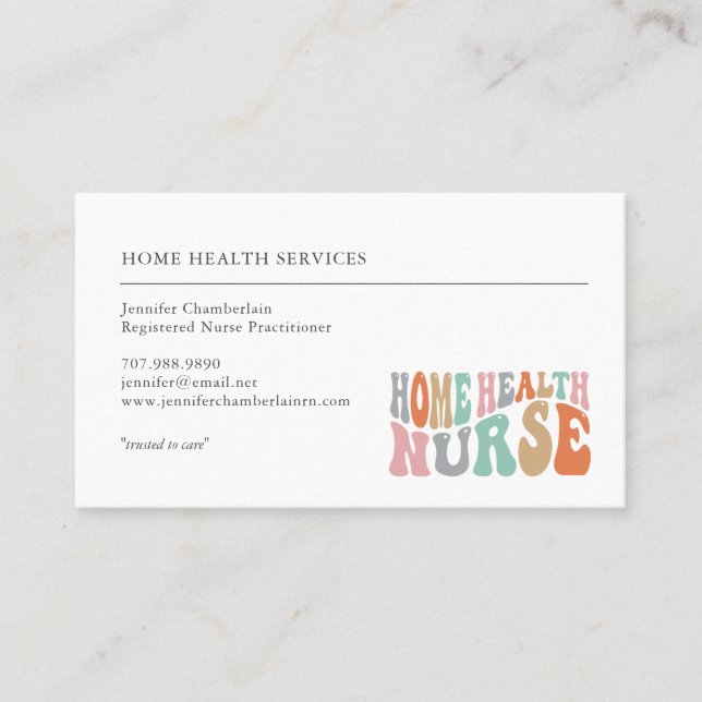 Home Health Nurse Services Stethoscope Business Card (Front)