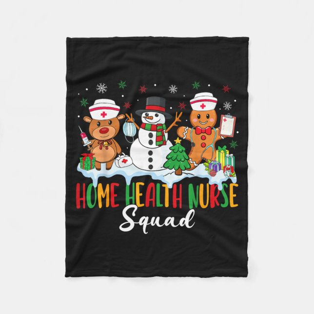 Home Health Nurse Squad Reindeer Gingerbread Chris Fleece Blanket (Front)