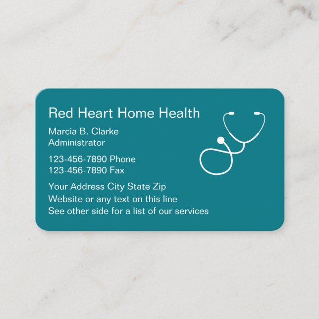 Home Health Nursing Services Business Card (Front)