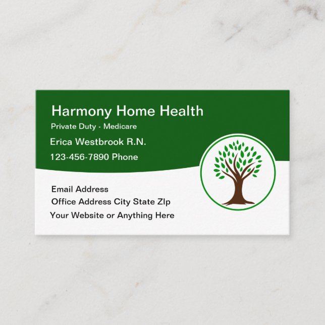 Home Health Registered Nurse Business Card (Front)