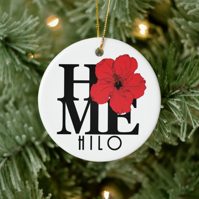 HOME Hilo Hawaii Red Hibiscus Ceramic Tree Decoration (Tree)