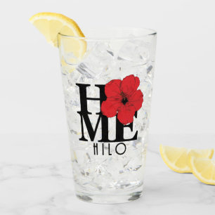 HOME Hilo Hawaii Red Hibiscus Glass