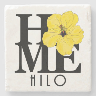 HOME Hilo Hawaii Yellow Hibiscus Stone Coaster