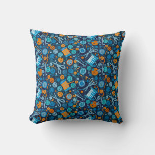 Home Hobby Sewing Craft Paper Collage Pattern Blue Cushion