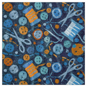 Home Hobby Sewing Craft Paper Collage Pattern Blue Fabric