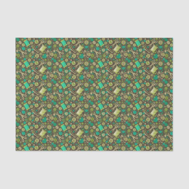 Home Hobby Sewing DIY Paper Collage Pattern Green (Front)