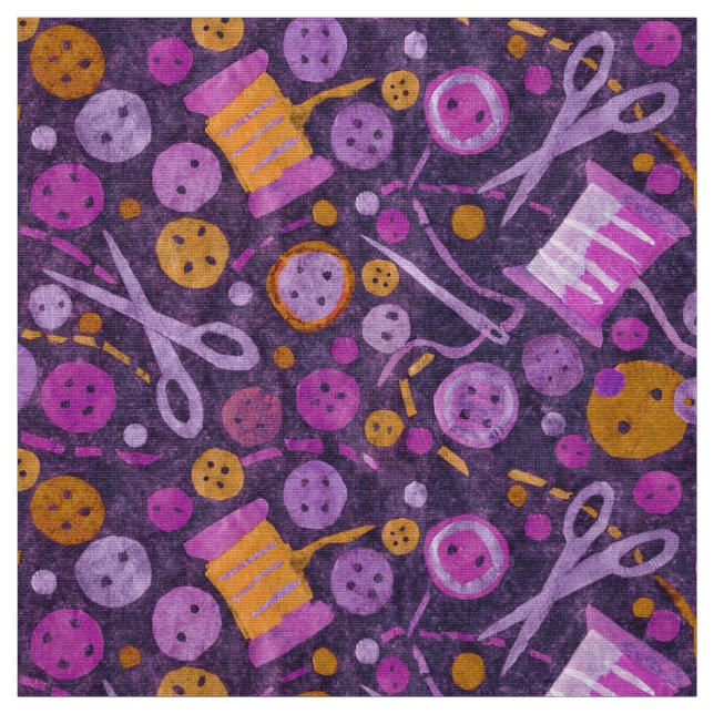 Home Hobby Sewing Supplies Collage Pattern Purple Fabric (Swatch)