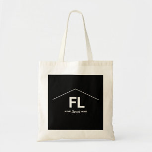 Home Home State Bold Black and White Letters Tote Bag