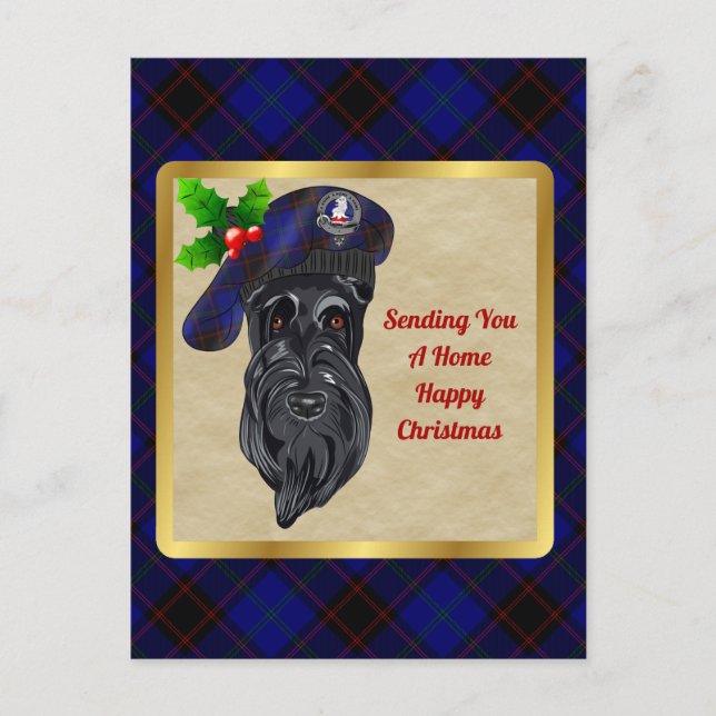 Home/Hume Clan Badge & Tartan Christmas Postcard (Front)
