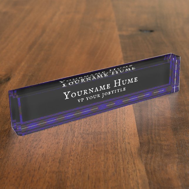 Home Hume Scottish Clan Tartan Plaid Pattern Nameplate (Side)