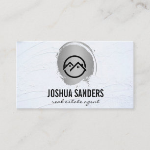 Home Icon / Silver Brushed / Textured Wall Business Card