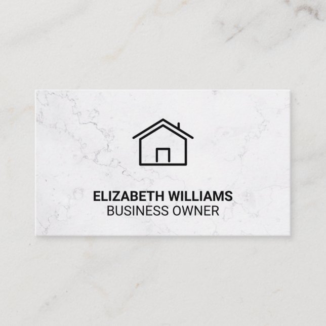 Home Icon | White Marble Appointment Card (Front)