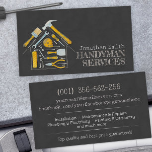 Home improvement and repair handyman services business card