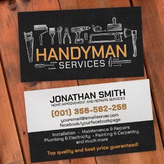 Home improvement and repair handyman services business card