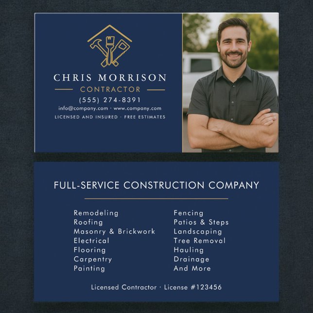 Home Improvement Photo Navy Blue Business Card (Creator Uploaded)