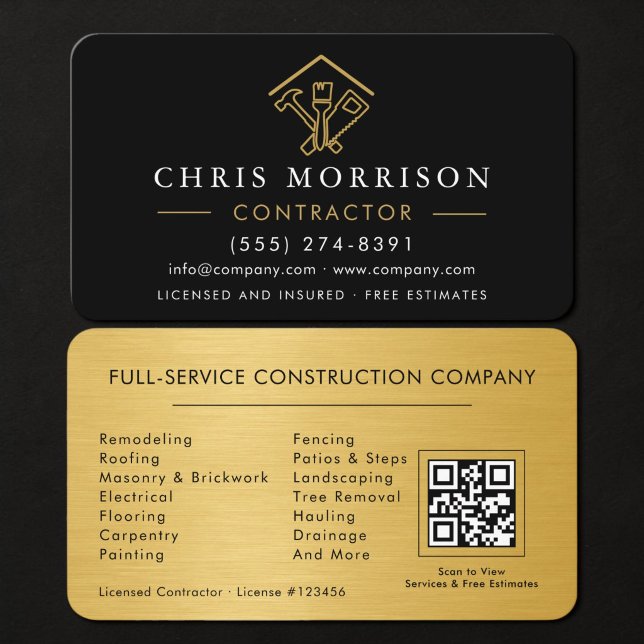 Home Improvement QR Code Metallic Business Card (Creator Uploaded)