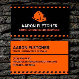 Home Improvement Services Orange Hard Hat Business Card