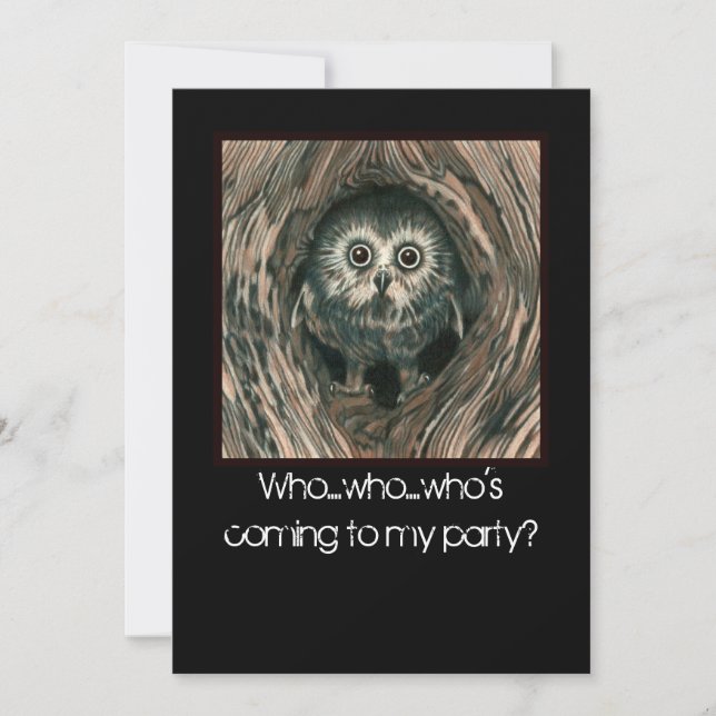 "Home In a Hole" Owl Invitations (Front)