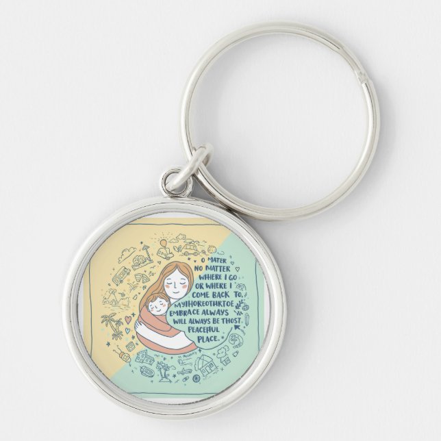 Home in Your Hand: Mother's Hug Doodle Keychain (Front)