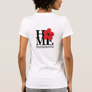 HOME Indialantic Red Hibiscus (Back Print) T-Shirt