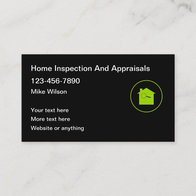 Home Inspection And Appraisal Business Card (Front)