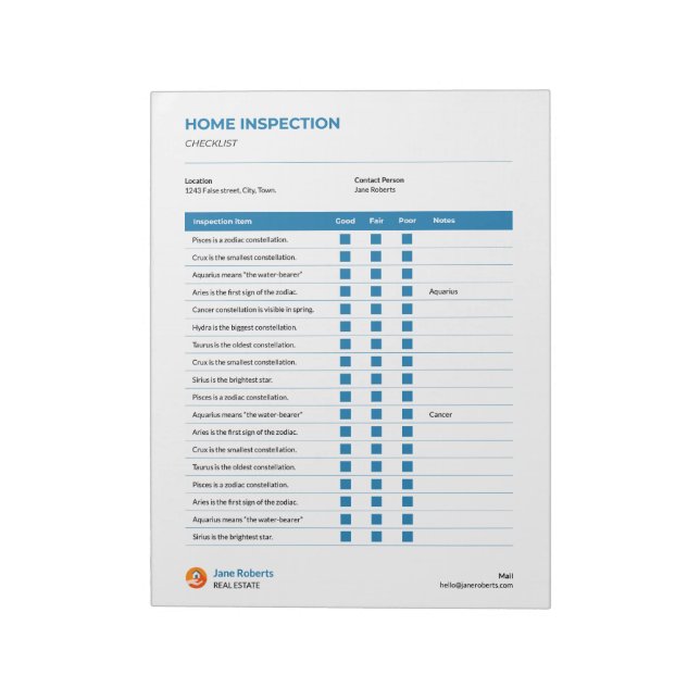 Home inspection checklist notepad (Rotated)