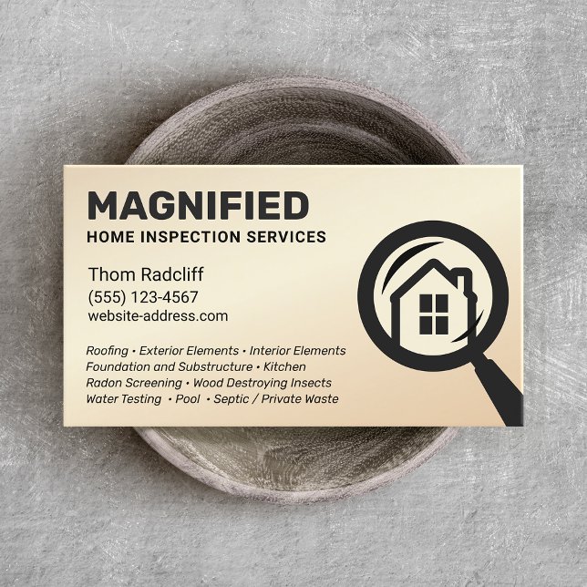 Home Inspection Gold Black  Business Card (Creator Uploaded)