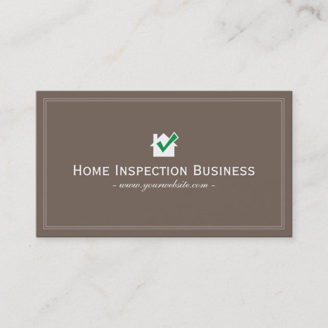 Home Inspection Green House Professional Plain Business Card (Front)