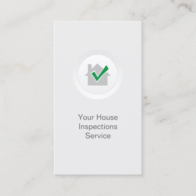 Home Inspection House Safety Elegant White Business Card (Front)