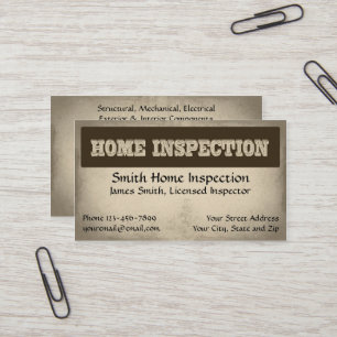 Home Inspection Inspector Business Card