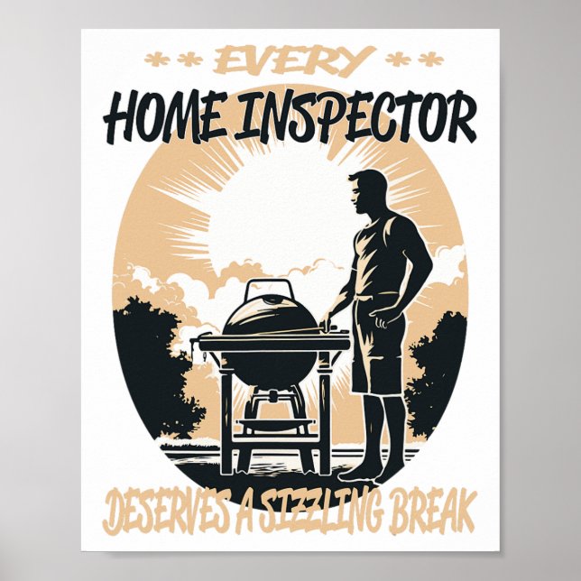 Home Inspector Funny Bbq Chef Or Grill Fun  Poster (Front)