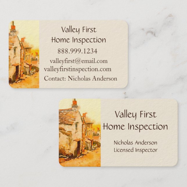 Home Inspector Licensed House Inspector Business Card (Front/Back)